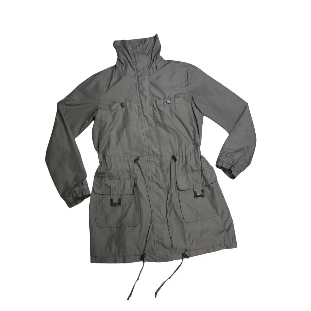 Michael Kors Anorak Jacket Womens Small Tan Good‎ Utility Drawstring Waist Coat